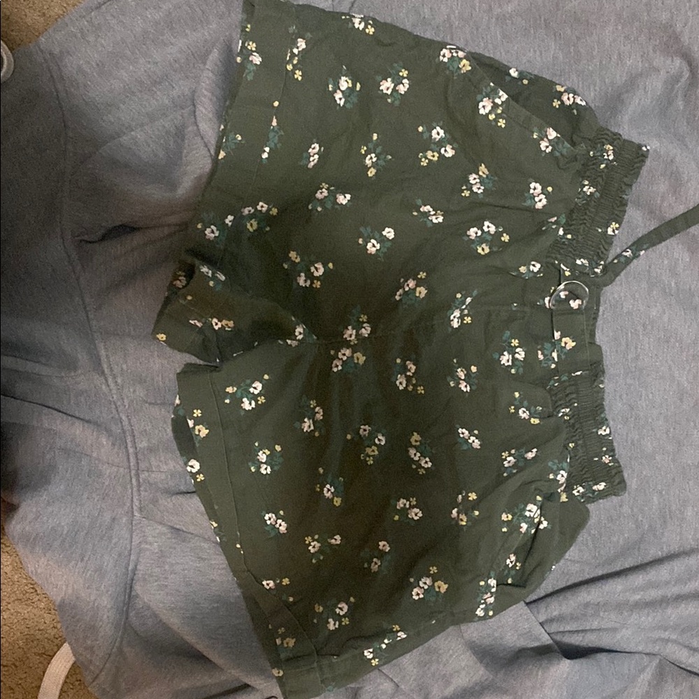 Justice Dark Green Floral Shorts